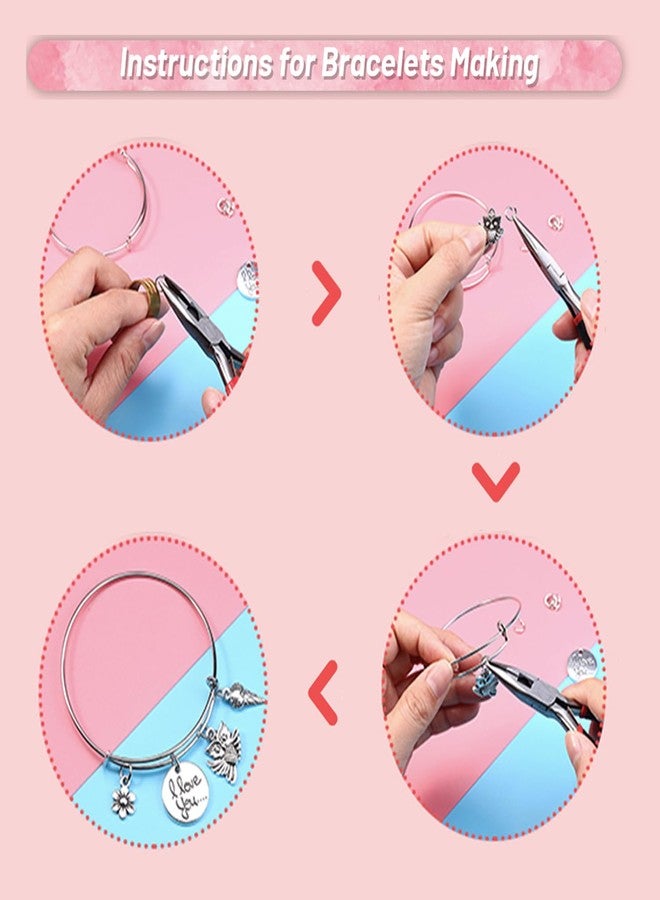 Phinicco Bangle Bracelets Making Kit 317 Pcs Charm Bracelet Making Kit with Expandable Bangles, Colorful Charms, Jump Rings and Pliers for for DIY Jewelry Crafting - Image 3